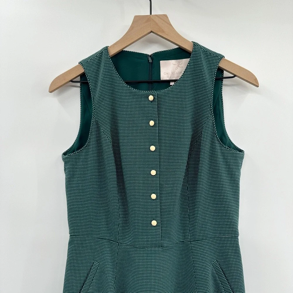 Gal‎ Meets Glam Meg Sleeveless Polka Dot Dress in Green Size 4